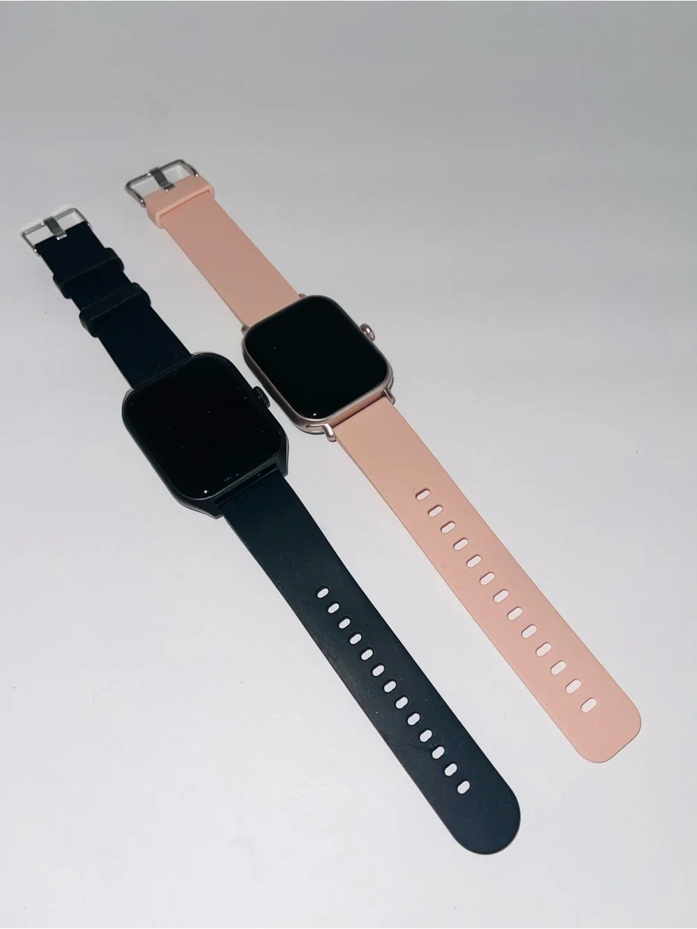 2 Smart Watches Fitness Tracker Bluetooth Call Heart Rate Unisex Black Pink